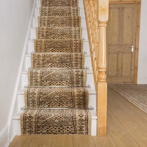 runrug Afrikans Berber Ethnic Stair Runner, Beige, W: 80 cm, L: 720 cm, Thickness: 9 mm