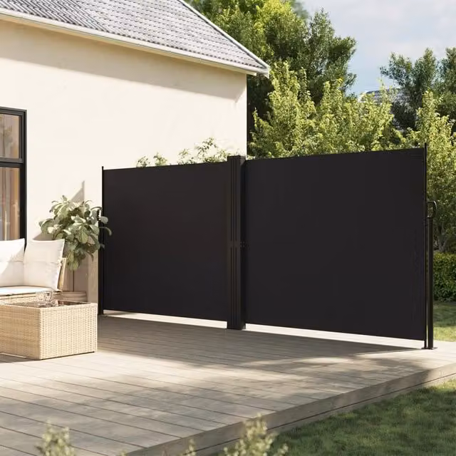 Berkfield Home Retractable Side Awning in Black, Polyester, W/H: 1000 x 160 cm