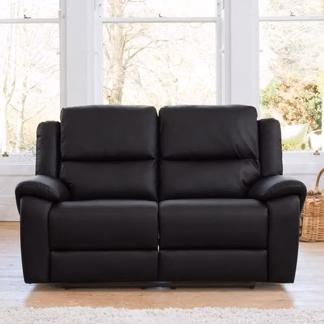 Artemis Home Brookhaven 2 Seat Electric Recliner Sofa in Black Synthetic Leather
