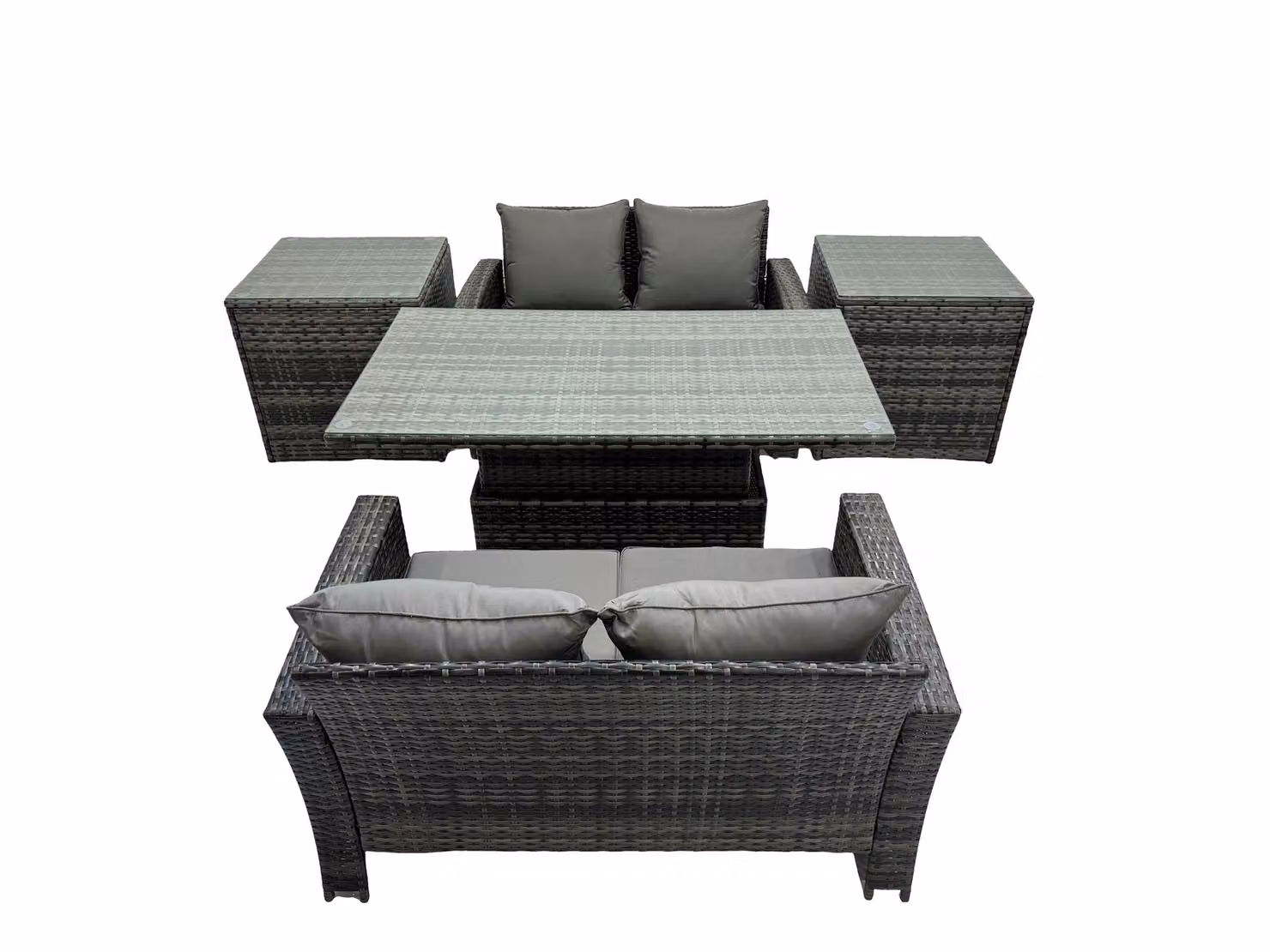 Fimous 4 Seat Outdoor Love Sofa Set in Dark Grey Rattan Garden Furniture – 2