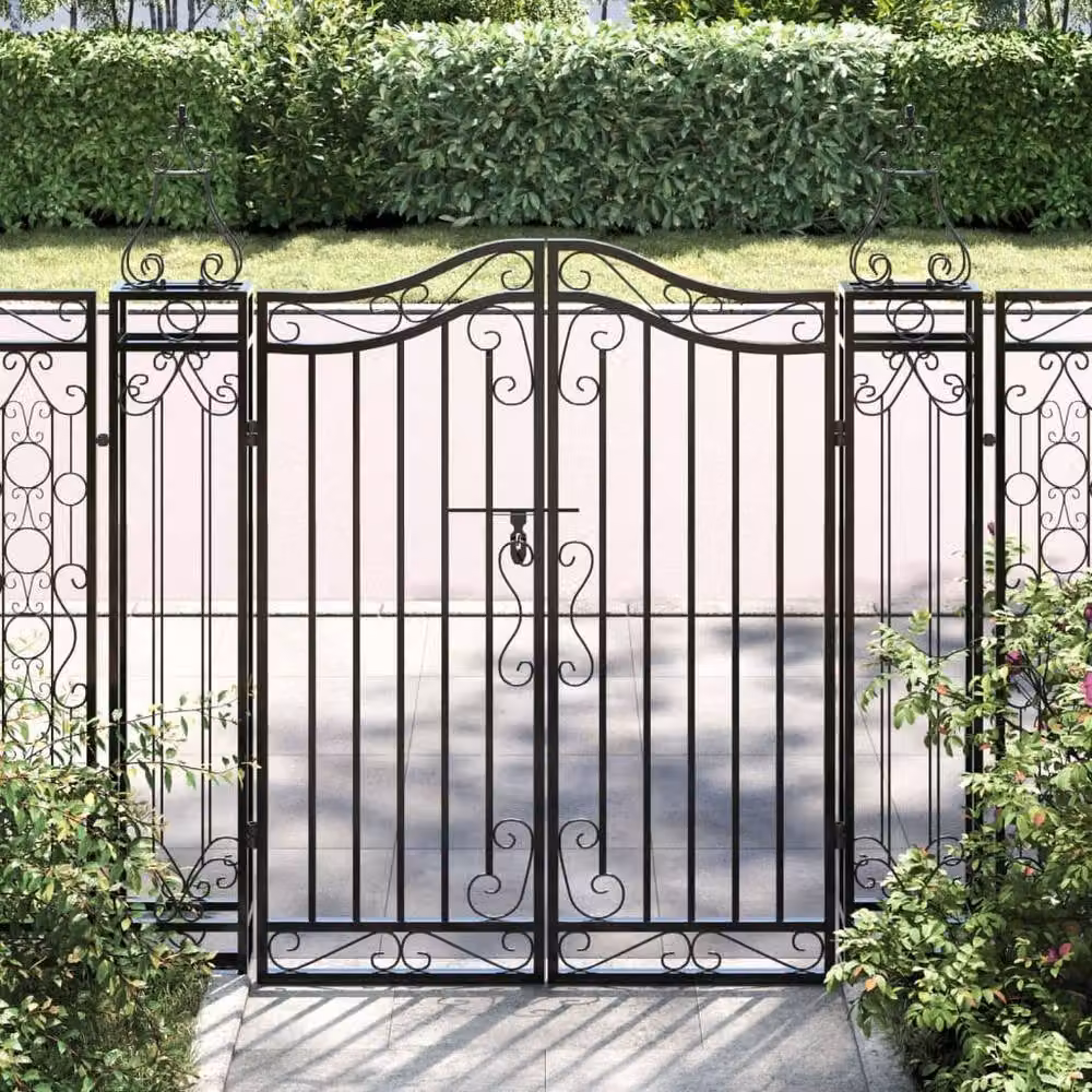 Berkfield Home Elegant Black Wrought Iron Garden Gate, W/D/H: 121 x 8 x 120 cm – 2