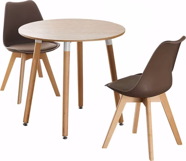 Life Interiors Lorenzo Round Dining Set in Brown with Table and 2 Chairs