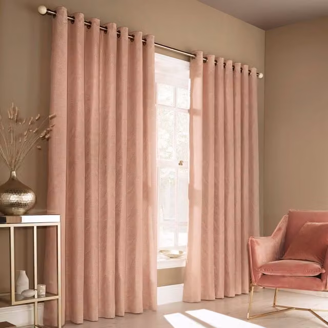 Furn Himalaya Abstract Eyelet Curtains in Pink, Width: 168 cm, Drop: 229 cm