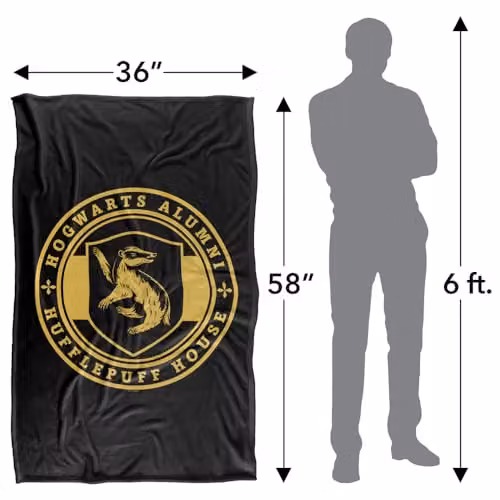 LOGOVISION Harry Potter Hufflepuff House Badge Super Soft Fleece Throw Blanket, Multicolour, W: 91.44 cm, D: 91.44 cm – 4