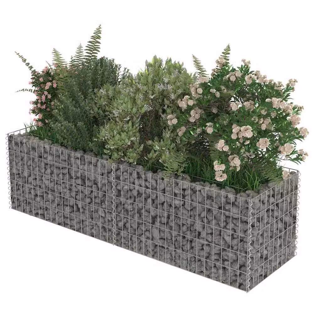 Berkfield Home Durable Galvanised Steel Gabion Raised Bed in Silver, W/D/H: 180 x 50 x 50 cm – 3