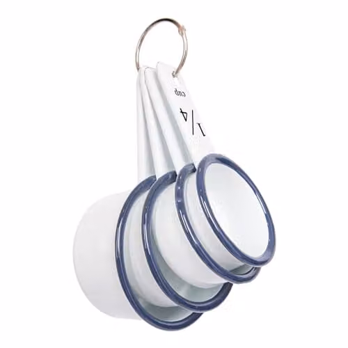 Argon Tableware 4 Piece Blue Enamel Metal Nesting Measuring Cup Set – 1