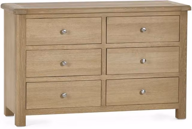 Cheshire Hudson Limed Oak 6 Drawer Wide Chest in Brown – 1