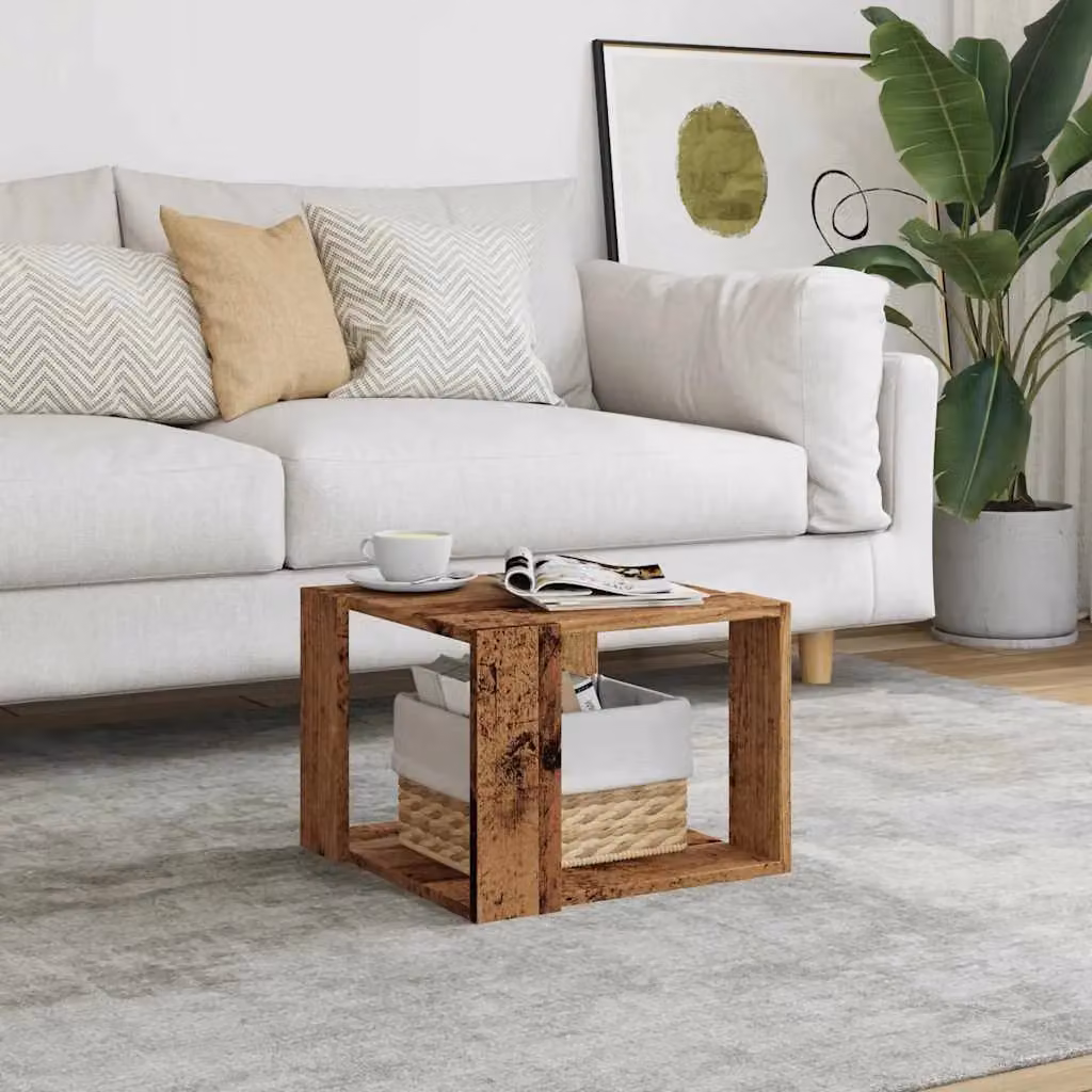 Berkfield Home Rustic Square Coffee Table in Brown, W/D/H: 40 x 40 x 30 cm – 3