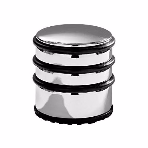 Orsina Chrome and Stainless Steel Floor Standing Door Stopper with Black Rubber Base in Silver – 1