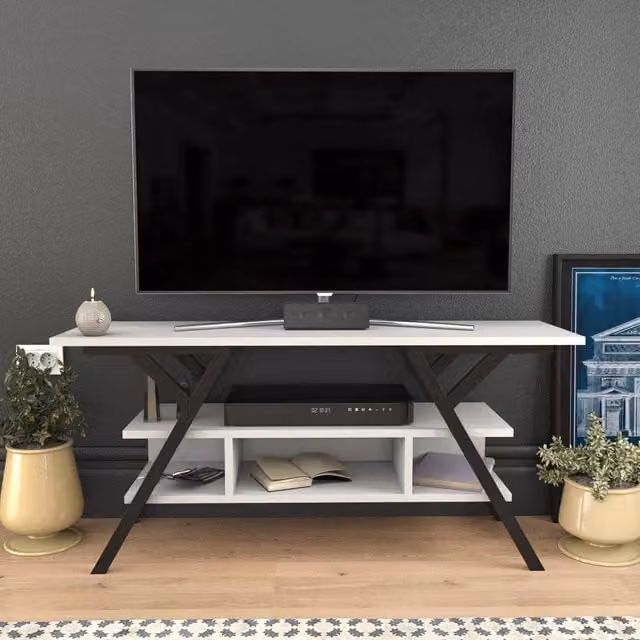 Decorotika Minerva Minimalist TV Unit in Black and White