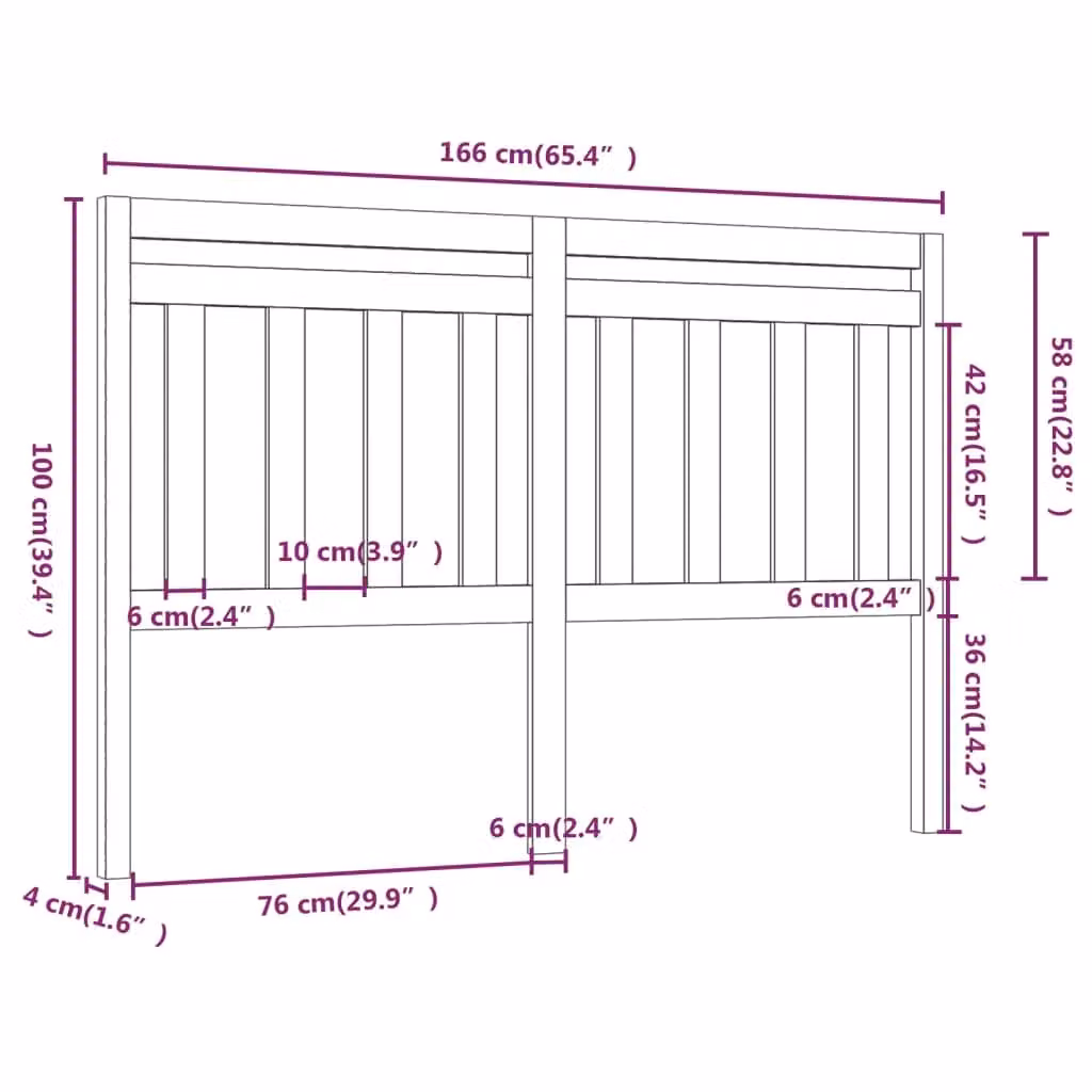 Berkfield Home Black Solid Wood Pine Bed Headboard, W: 166 cm, D: 4 cm, H: 100 cm – 4