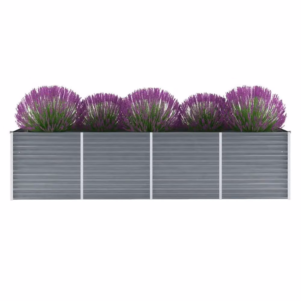Berkfield Home Garden Galvanised Steel Raised Bed, Grey, W/D/H: 320 x 80 x 77 cm – 2