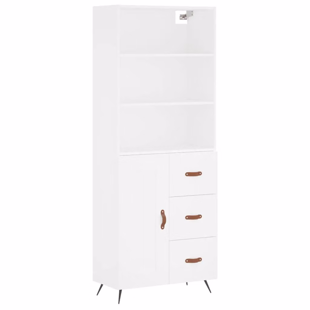 Berkfield Home Modern White Matt Highboard with Hinged Doors and Internal Shelves, W/D/H: 69.5 x 34 x 180 cm – 2
