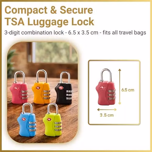 Shatchi TSA Approved 3 Digit Combination Luggage Locks, 2 Pack, Multicolour – 3