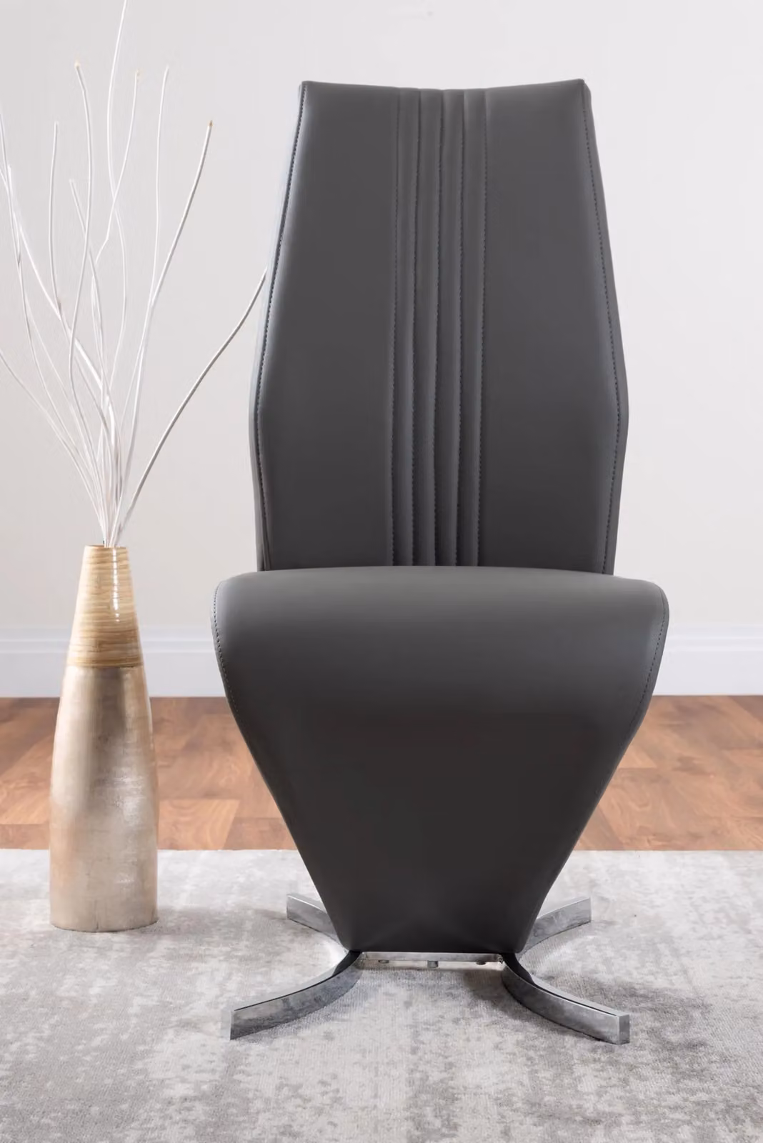 FurnitureboxUK Elina White Marble Effect Round Dining Table and 2 Willow Grey Faux Leather Chairs Set – 2