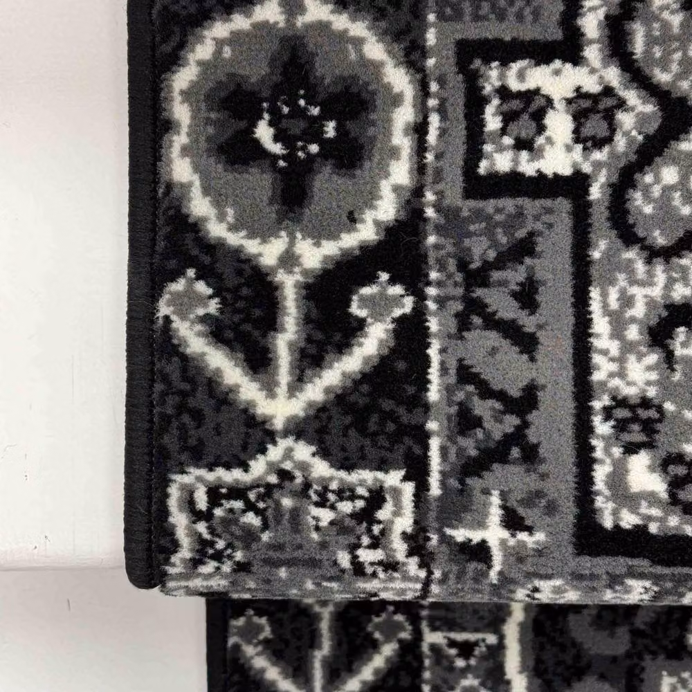 runrug Abstract Stair Runner Carpet in Black, W: 60 cm x L: 570 cm – 3