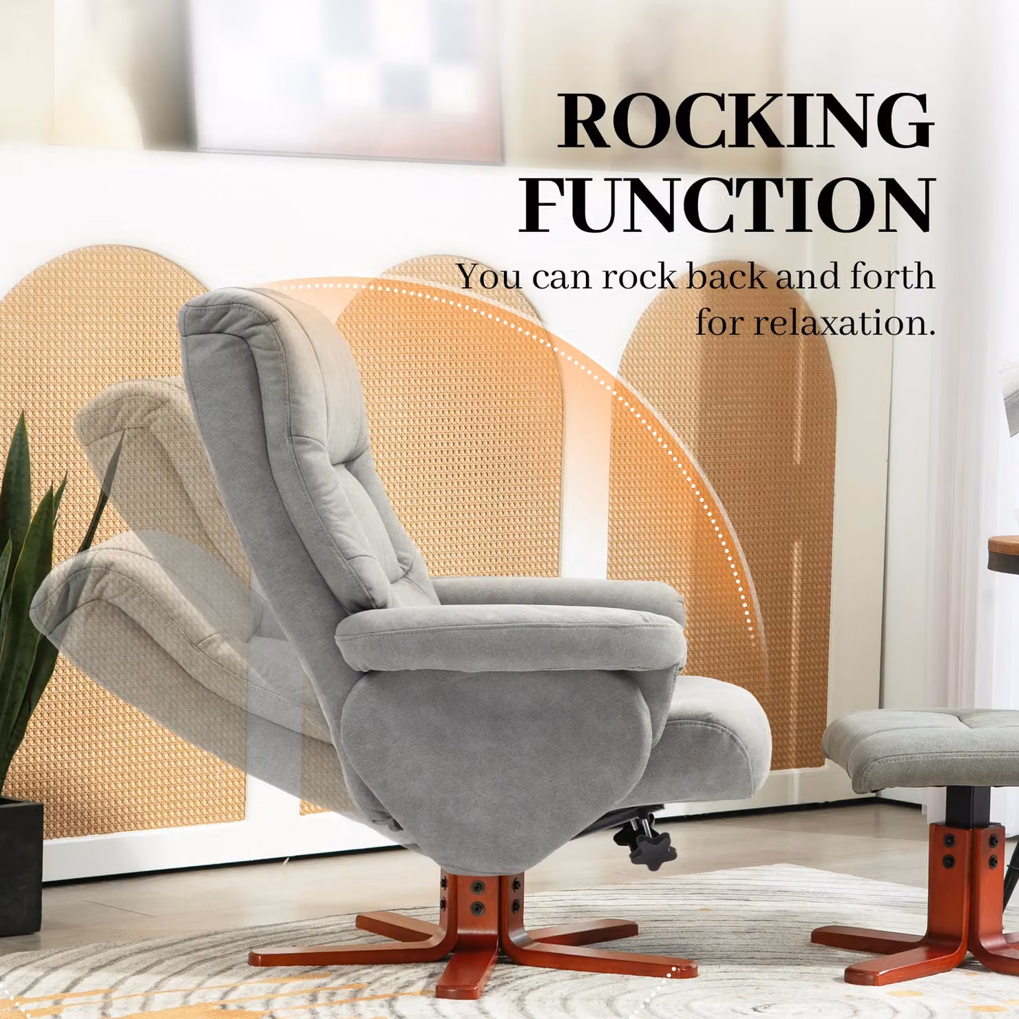 HOMCOM Grey Recliner Armchair with Ottoman and Adjustable Headrest – 4