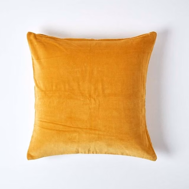 Homescapes Velvet Cushion Cover in Orange and Yellow, W/D/H: 60 x 60 x 60 cm