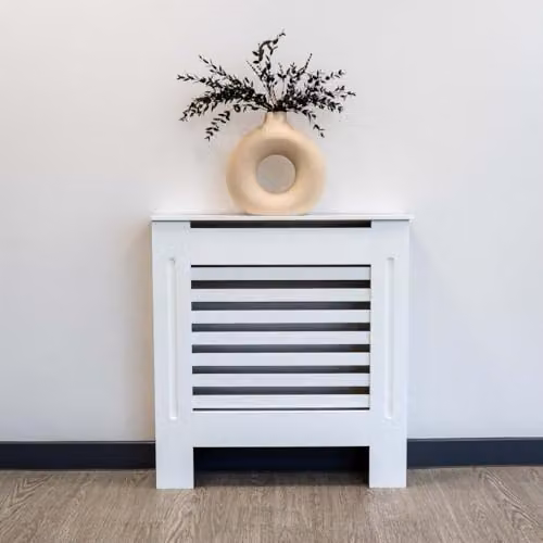 Airwave Horizontal Line Style Radiator Cover in White MDF (Small) W/D/H: 112.0 x 81.5 x 19.0 cm – 1