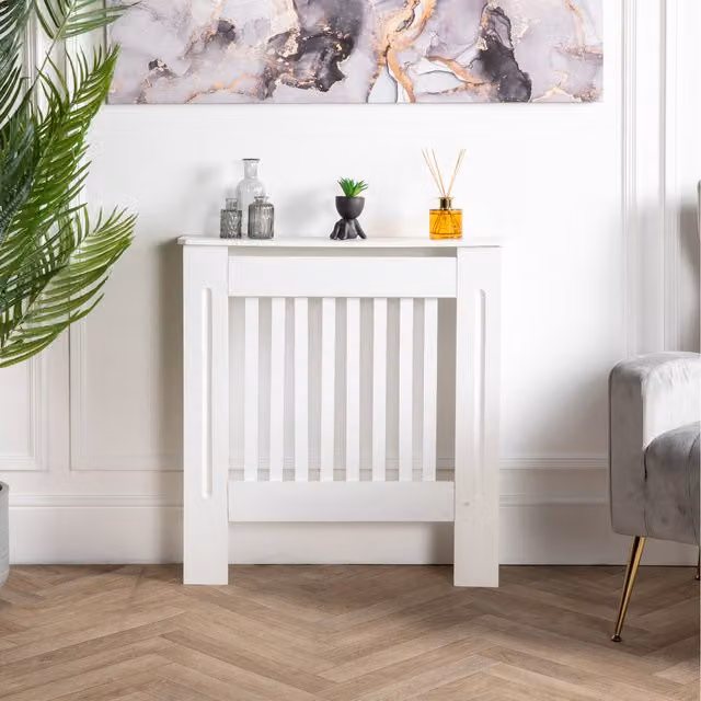 Home Treats Modern MDF Radiator Cover in White or Grey, Width: 78 cm