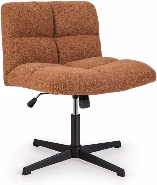 COSTWAY Modern Brown Bouclé and Microfibre Armless Task Chair for Home Office