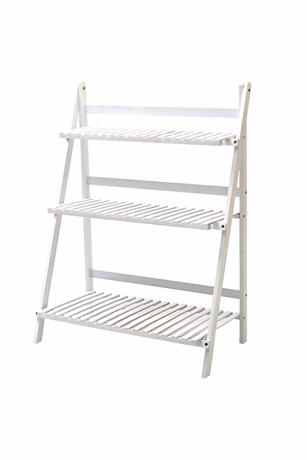 Living and Home 3-Tier Foldable Wooden Ladder Shelf in White – 2