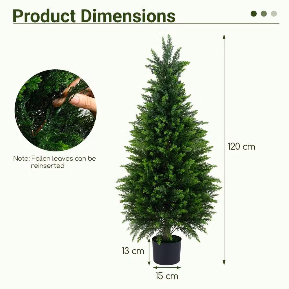 Havendro Set of 2 Green Artificial Cedar Cypress Trees, Height: 120 cm – 2