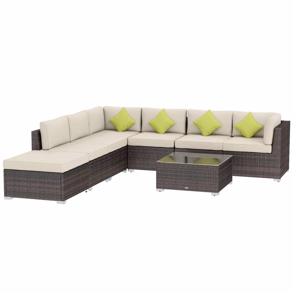 Wyld Haus Dobazi 6 Seater Modular Corner Sofa Set in Mixed Brown PE Rattan with Cushions – 2