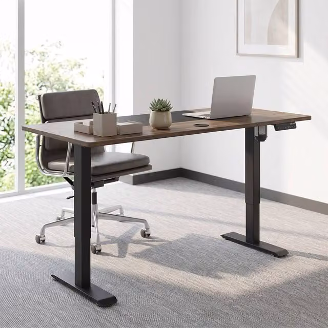 STILVORA Electric Motorised Height Adjustable Standing Desk with LED Display, Black