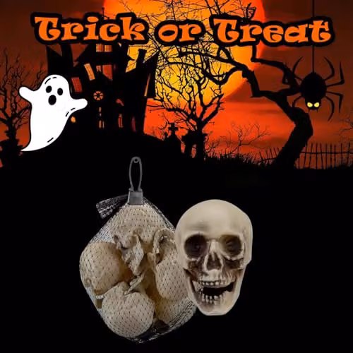 VFM e-Store Halloween Skull Decoration Pack, White, 5 Pack – 4
