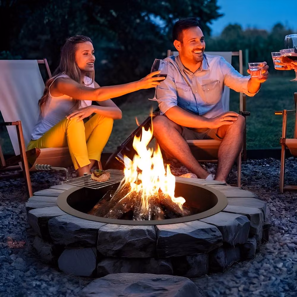 VEVOR Carbon Steel Fire Pit Ring with High-Temperature Coating in Black – 5