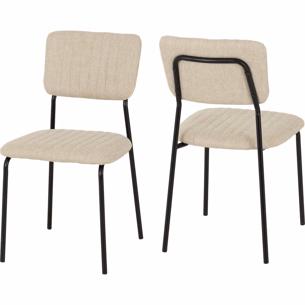 Seconique Sheldon Dining Chair Set of 4 in Beige Fabric with Black Metal Frame – 2