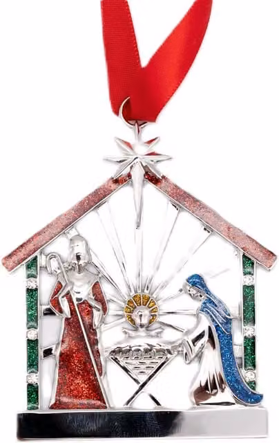 Silver Editions Metallic Silver Nativity Scene Hanging Christmas Pendant Figure