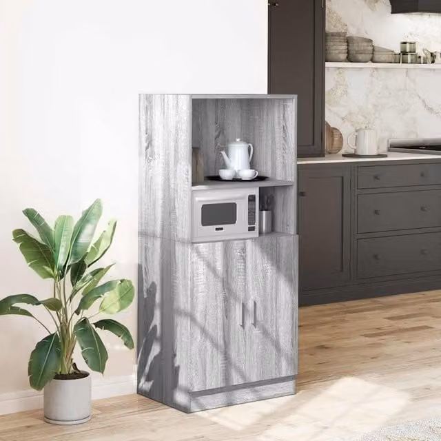 Berkfield Home Sonoma Grey Kitchen Tall Cabinet W: 57 cm, D: 41.5 cm, H: 131.5 cm