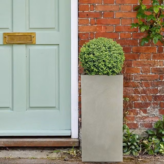 IDEALIST Grey Concrete Tall Square Garden Planter Tub