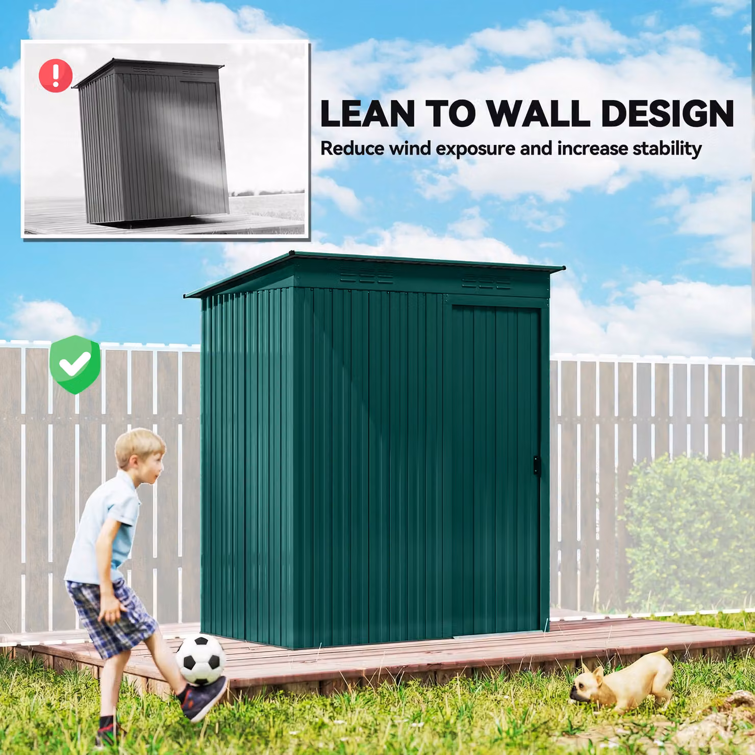 Outsunny Green Metal Garden Storage Shed with Sliding Doors and Side Vent, W/D/H: 152.4 x 106.7 x 181 cm – 6
