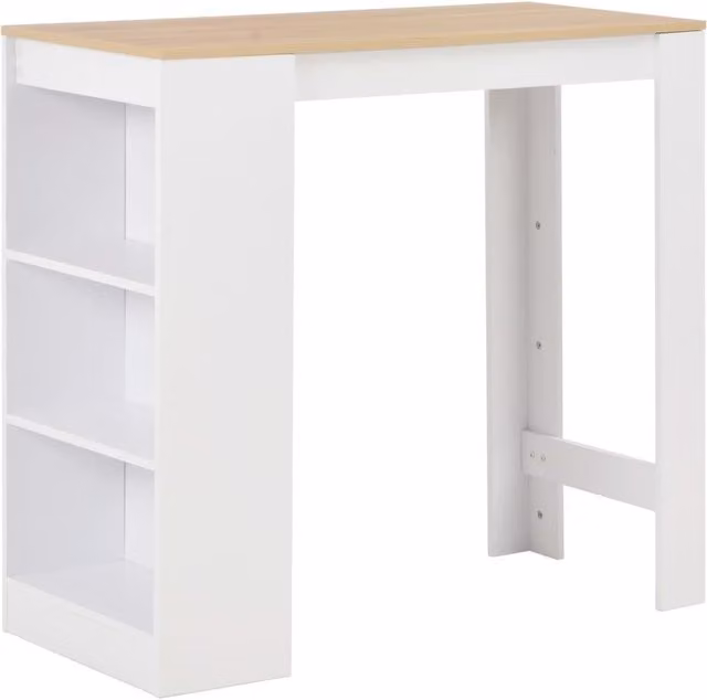 Berkfield Home Bar Table with Shelf, White, W/D/H: 110 x 50 x 103 cm