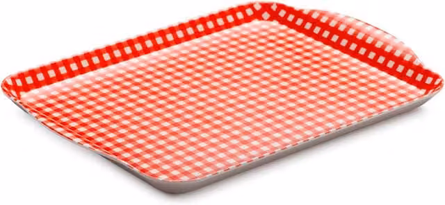 Zeal Red Gingham Melamine Rectangular Tray with Handles, W: 27 cm, D: 21 cm