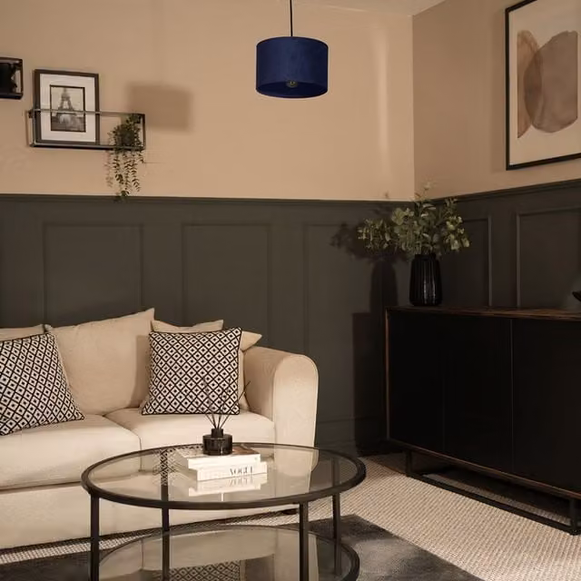 ValueLights Reni Blue Velvet Drum Light Shade
