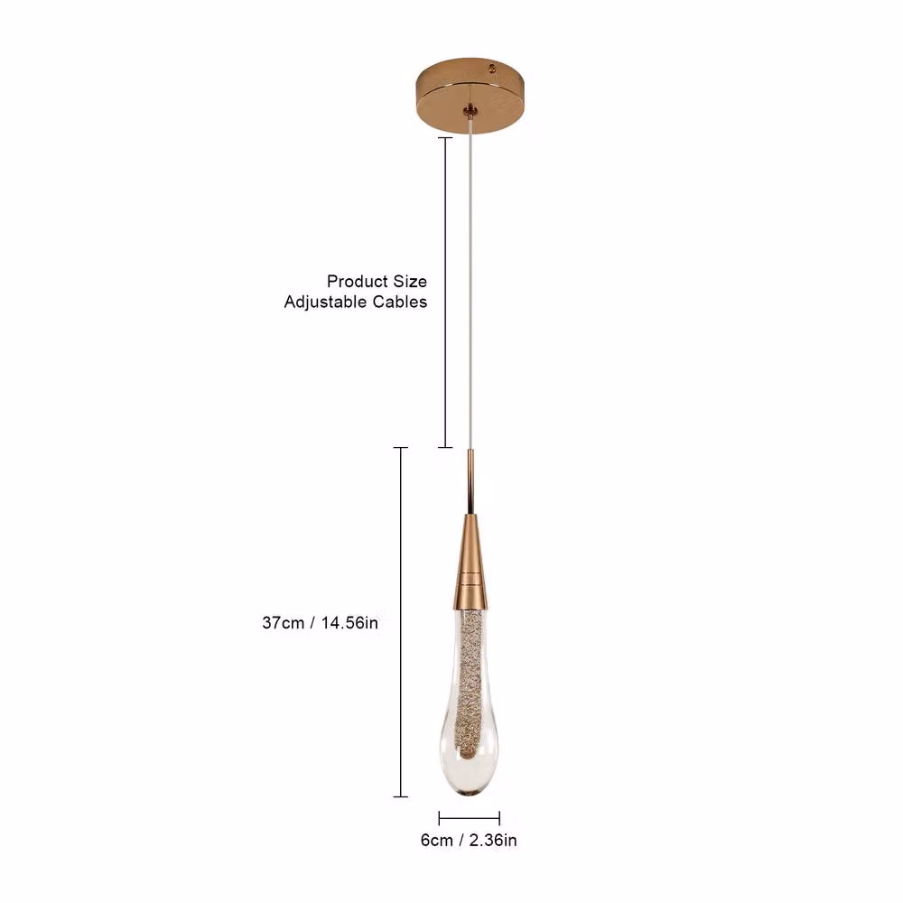 Goeco Modern Teardrop Crystal LED Chandelier in Gold with Warm White 3000K Light – 3