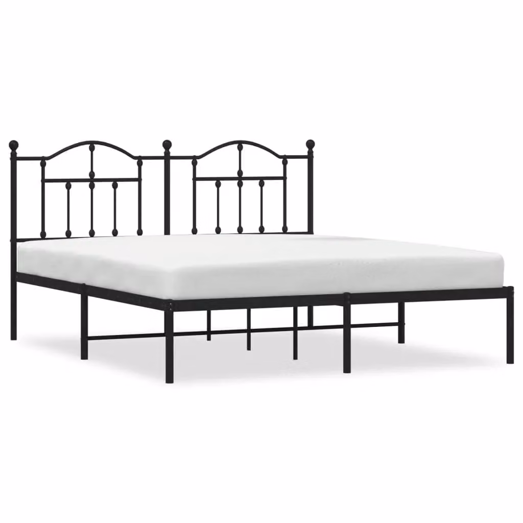 Berkfield Home Metal Bed Frame with Headboard in Black, W/D/H: 180 x 200 cm – 2