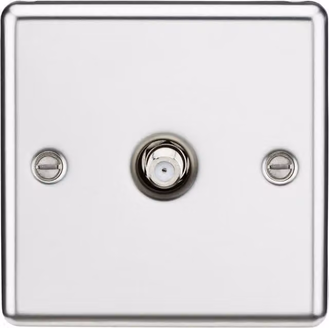 Knightsbridge Flush SAT TV Outlet with Rounded Edges in Polished Chrome