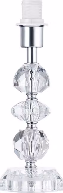 Happy Homewares Modern Chic Transparent K9 Crystal Glass Table Lamp with Metal Base and Faceted Moulds, H 26.0 cm x W 9.0 cm x D 9.0 cm