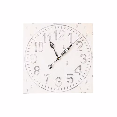 Melody Maison Antique Distressed White Square Wall Clock with Grey Details, W/H: 50 x 50 cm – 2