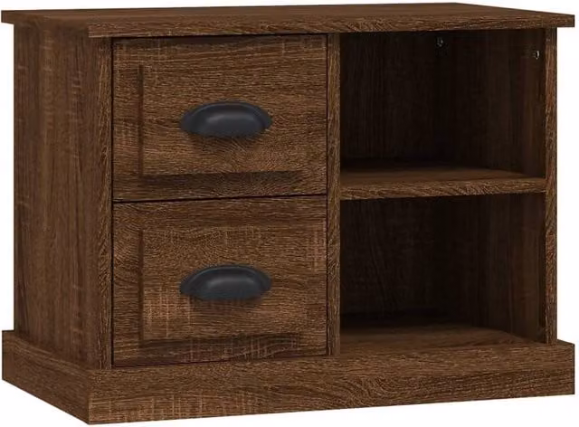 Berkfield Home Classic Bedside Cabinet in Brown Oak, W: 60 cm, D: 35.5 cm, H: 45 cm – 1