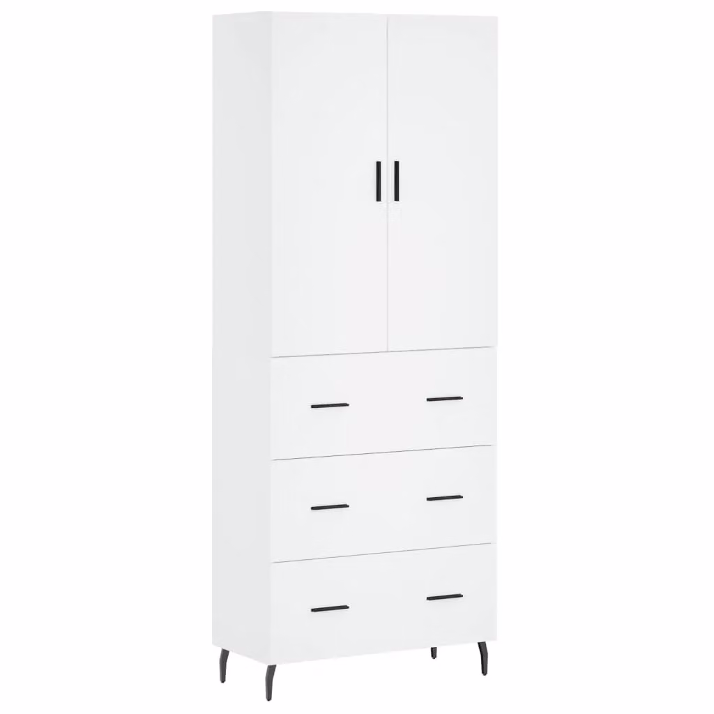 Berkfield Home Modern White Highboard with Hinged Doors and Internal Shelves, W/D/H: 69.5 x 34 x 180 cm – 2