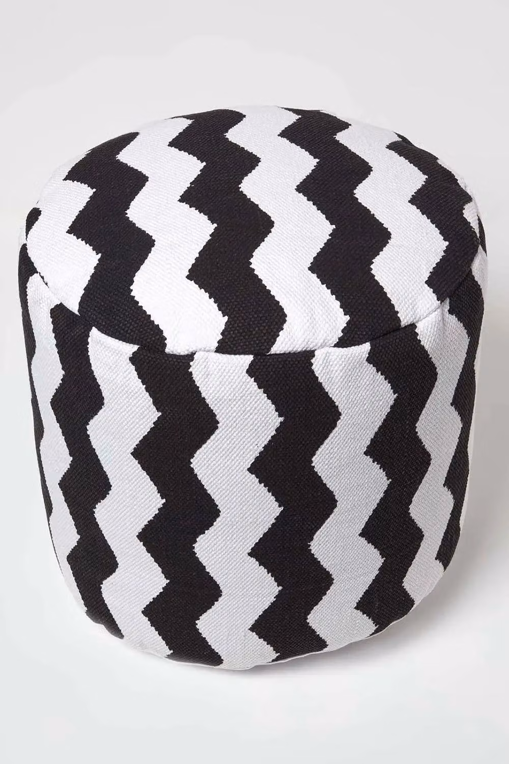Homescapes Circular Geometric Bean Footstool in Black and White Cotton Fabric – 3