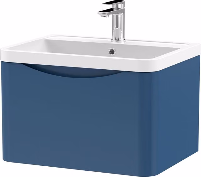 Balterley Wall Hung 1 Drawer Bathroom Vanity Unit and Basin, Satin Blue