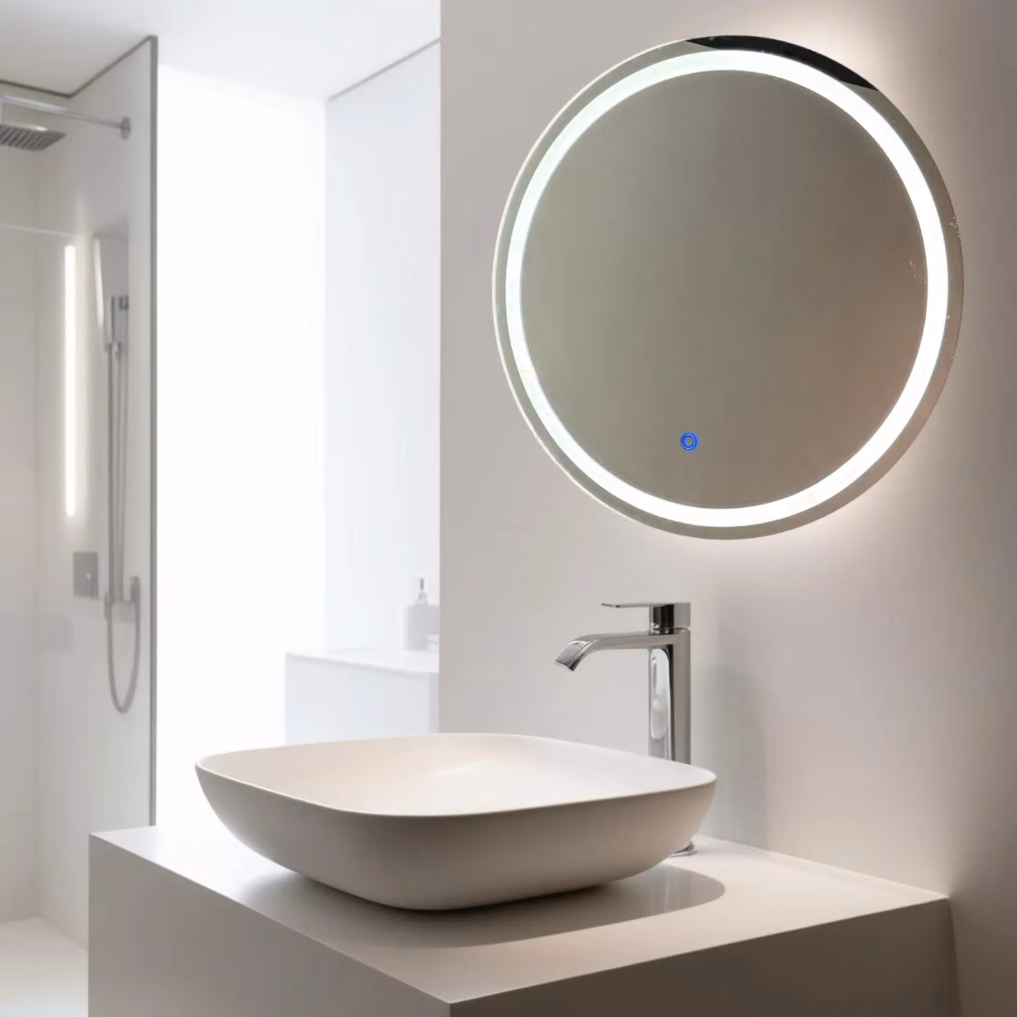 CGC Lighting Aurelia Round LED Mirror Light in Silver with 3 CCT Switch, Diameter: 60 cm – 3