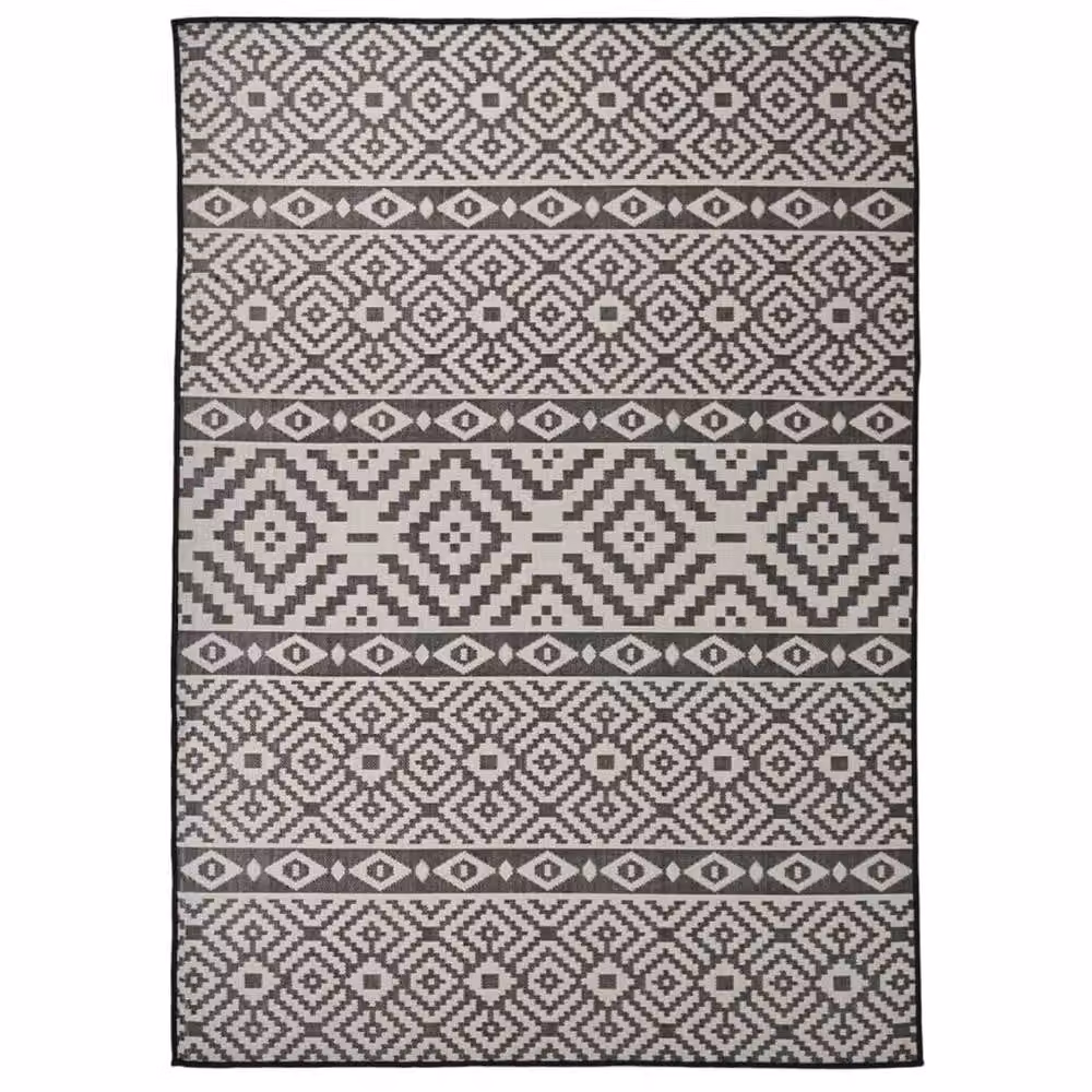 Berkfield Home Outdoor Flatweave Rug with Black Stripes, W/D: 120 x 170 cm – 2